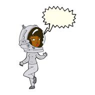 cartoon woman wearing space helmet with speech bubble N12