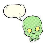 cartoon spooky skull with speech bubble N86