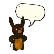 cartoon rabbit wearing spectacles with speech bubble N6