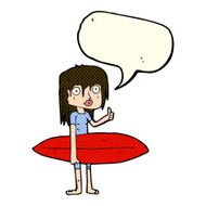 cartoon surfer girl with speech bubble N12