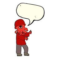cartoon alien man with speech bubble N6