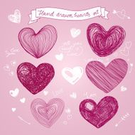 Set of Hand drawn vector hearts N2