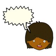 cartoon happy female face with speech bubble N107