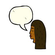 cartoon female face profile with speech bubble N6