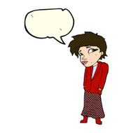cartoon woman with hands in pockets speech bubble N6