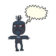 cartoon robot with speech bubble N106