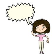 cartoon woman waving with speech bubble N197