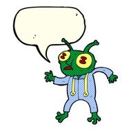 cartoon alien spaceman with speech bubble N12