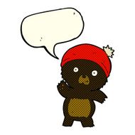 cute cartoon black bear with speech bubble N40