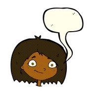 cartoon happy female face with speech bubble N109