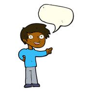 cartoon man pointing with speech bubble N112