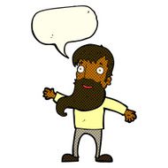 cartoon man with beard waving speech bubble N6