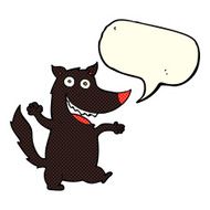 cartoon happy wolf with speech bubble N10