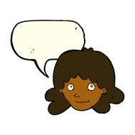 cartoon happy female face with speech bubble N110