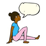 cartoon woman sitting with speech bubble N11
