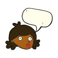 cartoon pretty face with speech bubble N6