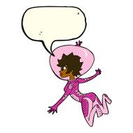 cartoon space woman with speech bubble N17