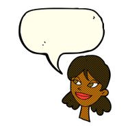 cartoon happy female face with speech bubble N111