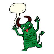 cartoon demon with speech bubble N6
