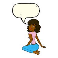 cartoon pretty woman with speech bubble N155