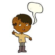 cartoon boy with growth on head speech bubble N21