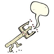 cartoon devil fork with speech bubble N6
