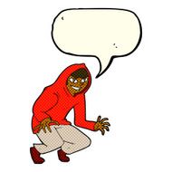 cartoon mischievous boy in hooded top with speech bubble N6