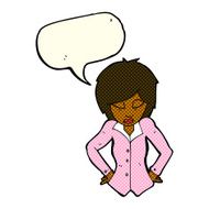 cartoon woman with hands on hips speech bubble N128