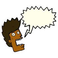 cartoon terrified man with speech bubble N123