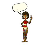 cartoon woman covered in tattoos with speech bubble N6