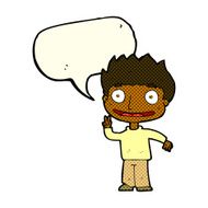 Cartoon happy boy with speech bubble N135