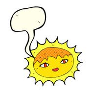 cartoon pretty sun with speech bubble N3