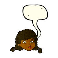 cartoon pretty female face with speech bubble N55