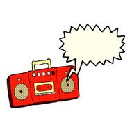 cartoon radio cassette player with speech bubble N6