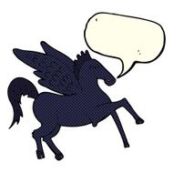 cartoon magic flying horse with speech bubble N3