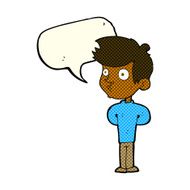 cartoon boy staring with speech bubble N12