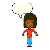 cartoon woman shrugging shoulders with speech bubble N286