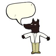 cartoon wolf with speech bubble N11