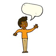 cartoon man waving with speech bubble N18