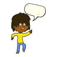 Cartoon happy boy with speech bubble N136