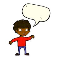 Cartoon happy boy with speech bubble N137