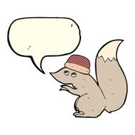 cartoon squirrel wearing hat with speech bubble N3