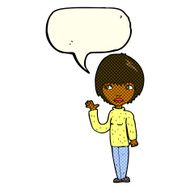 cartoon woman waving with speech bubble N198