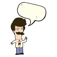 cartoon man with mustache explaining speech bubble N6