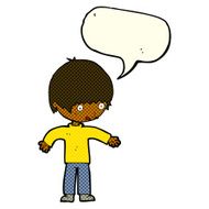 cartoon confused boy with speech bubble N6