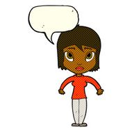 cartoon woman shrugging shoulders with speech bubble N288