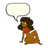 cartoon sexy woman in underwear with speech bubble N11
