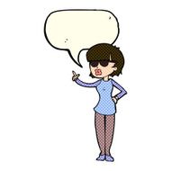 cartoon woman wearing spectacles with speech bubble N22