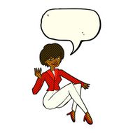 cartoon businesswoman sitting with speech bubble N6