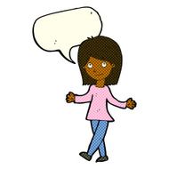 cartoon woman with no worries speech bubble N24